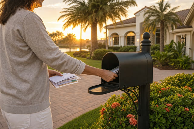 Collecting mail at a Florida home while the owner is away